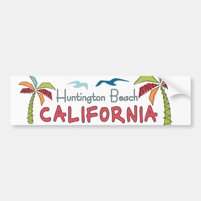 Huntington Beach California palms Bumper Sticker (Front)