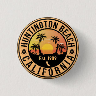 Huntington Beach California Retro Sunset Souvenirs 1 Inch Round Button
