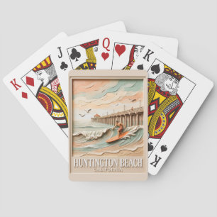 Huntington Beach California Texture Surfer Surfing Playing Cards