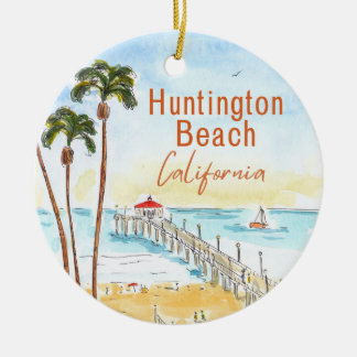 Huntington Beach Ceramic Ornament
