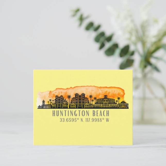 Huntington Beach City Silhouette  Postcard (Standing Front)
