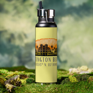 Huntington Beach City Silhouette   Water Bottle