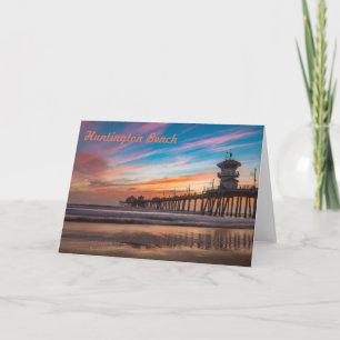 Huntington Beach Pier at sunset Card