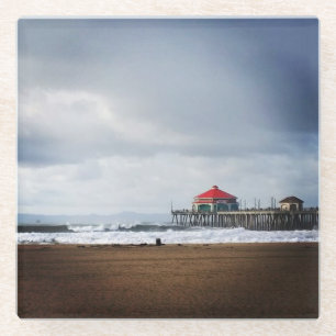 Huntington Beach Pier, CA Glass Coaster