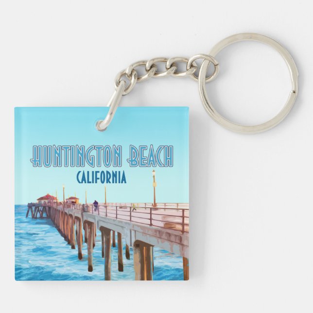 Huntington Beach Pier California Vintage Keychain (Back)