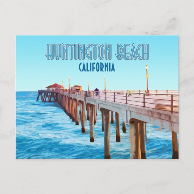 Huntington Beach Pier California Vintage Postcard (Front)