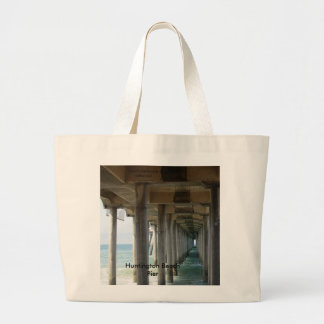 , Huntington Beach Pier Large Tote Bag