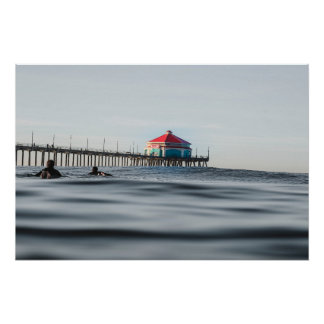 Huntington Beach Pier Photography Surfer Photo Poster