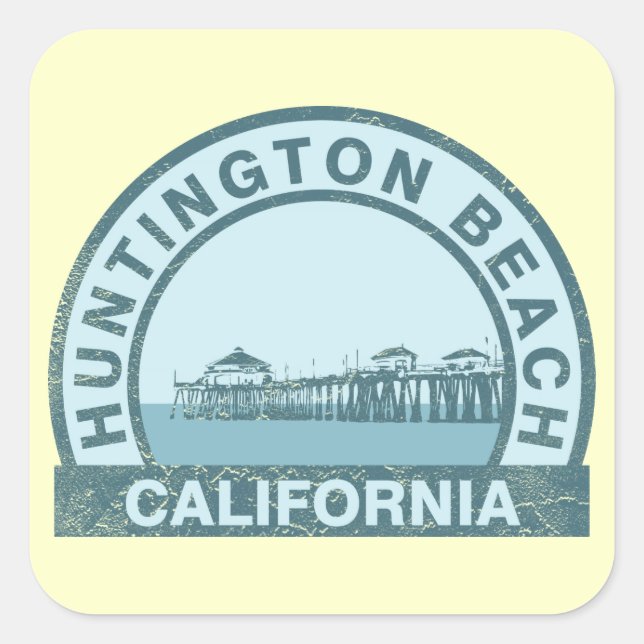 Huntington Beach Pier Square Sticker (Front)
