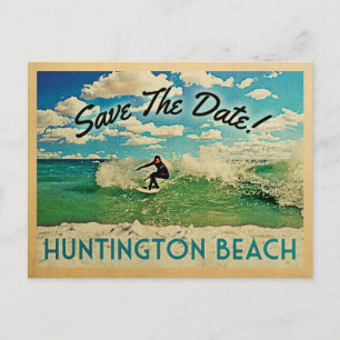 Huntington Beach Save The Date California Surf Announcement Postcard