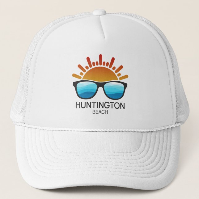 Huntington Beach South Carolina Sunglasses Trucker Hat (Front)