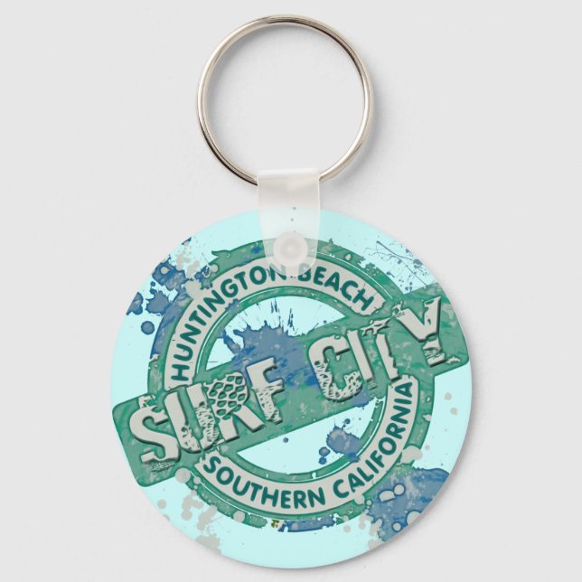 Huntington Beach Southern California Surf City Keychain (Front)