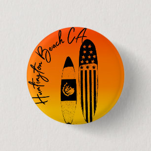 Huntington Beach Surfboards and Sunsets 1 Inch Round Button