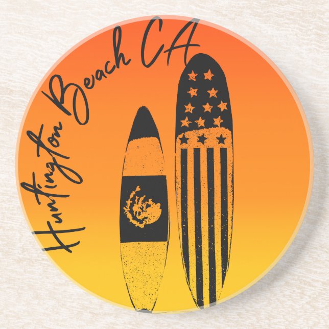 Huntington Beach Surfboards and Sunsets Coaster (Front)