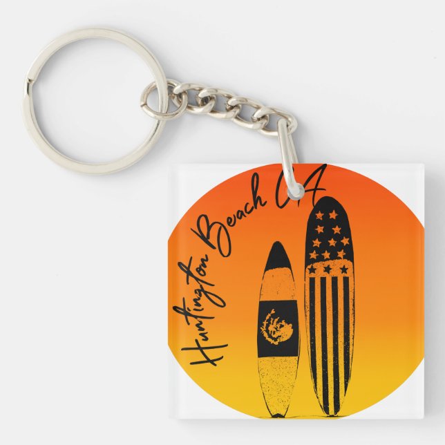 Huntington Beach Surfboards and Sunsets Keychain (Front)