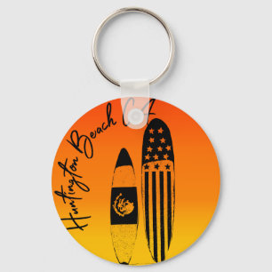 Huntington Beach Surfboards and Sunsets Keychain