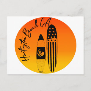 Huntington Beach Surfboards and Sunsets Postcard