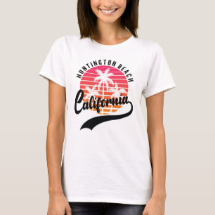 Huntington Beach, T-shirt féminin Retro Sunset