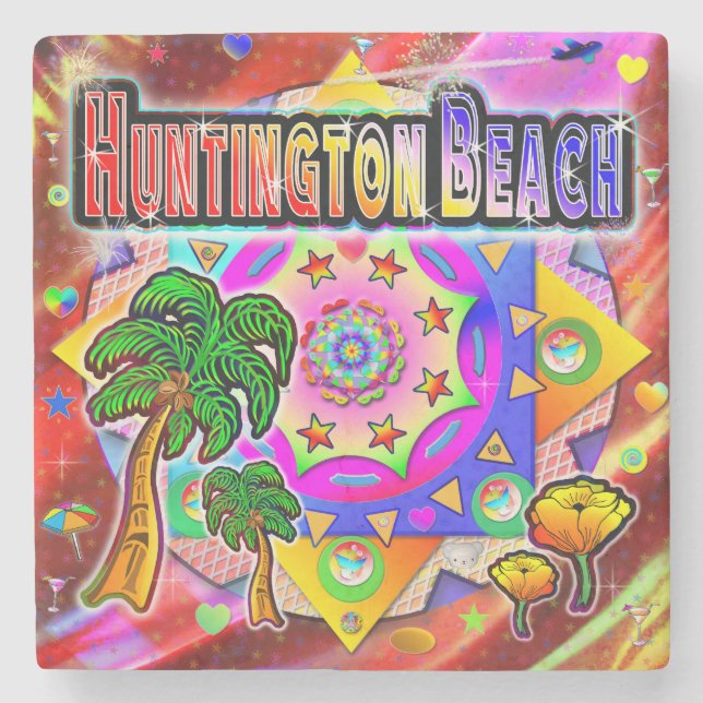 Huntington Beach Tropical Friends Coaster (Front)