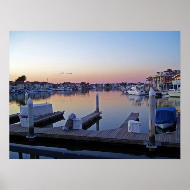 Huntington Harbour Sunset Poster (Front)