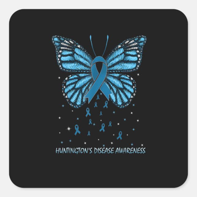 Huntington'S Disease Awareness Butterfly Square Sticker (Front)