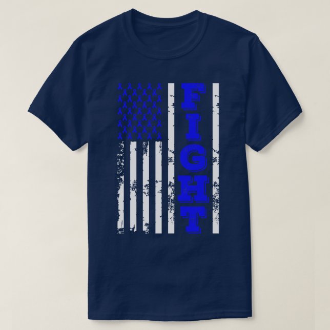Huntingtons Disease Awareness Fight American Flag  T-Shirt (Design Front)