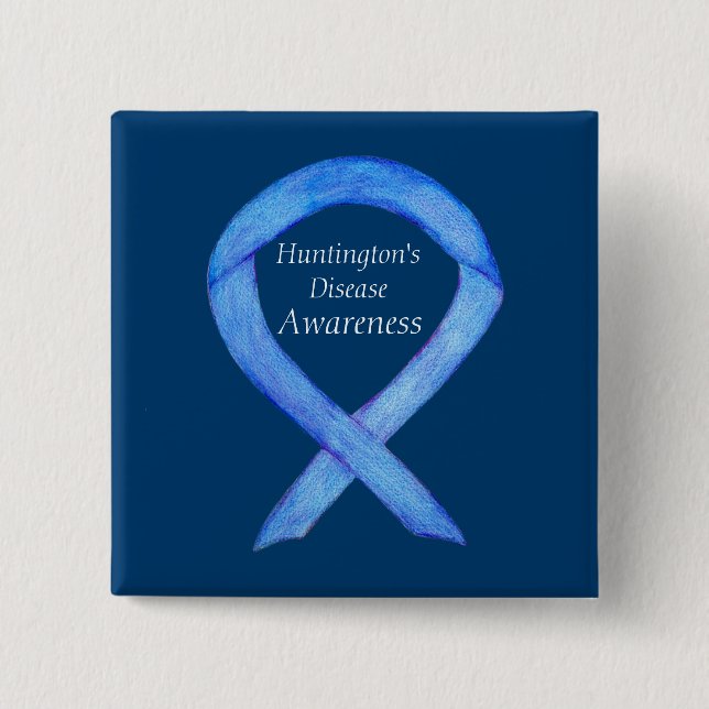 Huntington's Disease Awareness Ribbon Custom Pin (Front)