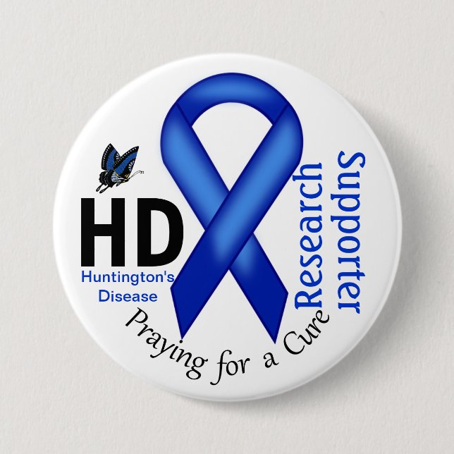 Huntington's Disease HD Awareness Research Support 3 Inch Round Button (Front)