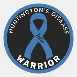 Huntington's Disease Warrior Ribbon Black Classic Round Sticker
