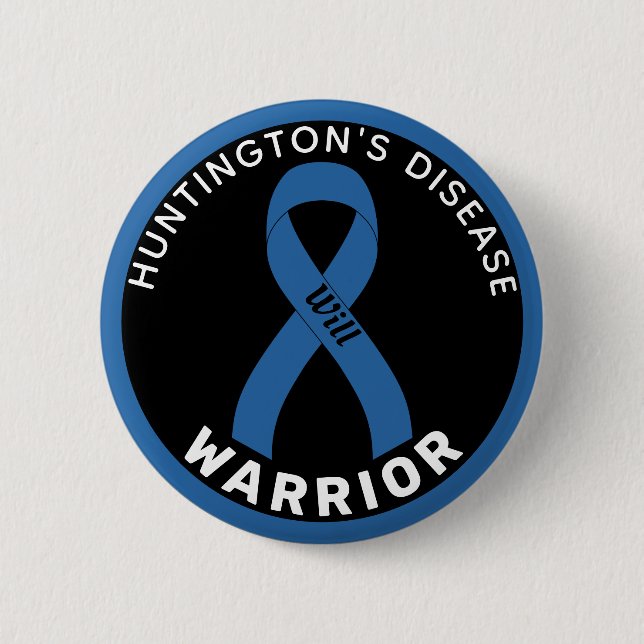 Huntington's Disease Warrior Ribbon White Button (Front)