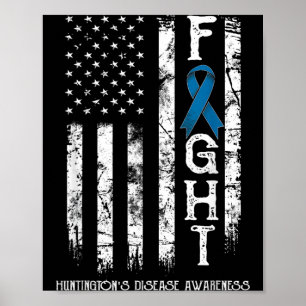 Huntingtons Disease Warrior Us Flag Poster