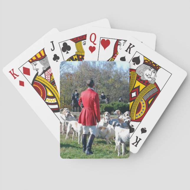 Huntsman and his hounds opening day playing cards (Back)