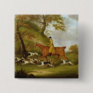 Huntsman and Hounds, 1809 (oil on canvas) 2 Inch Square Button