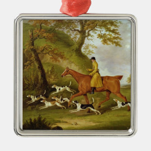Huntsman and Hounds, 1809 (oil on canvas) Metal Ornament