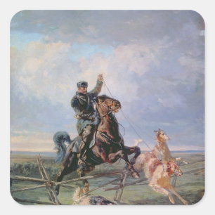 Huntsman with the Borzois, 1872 Square Sticker