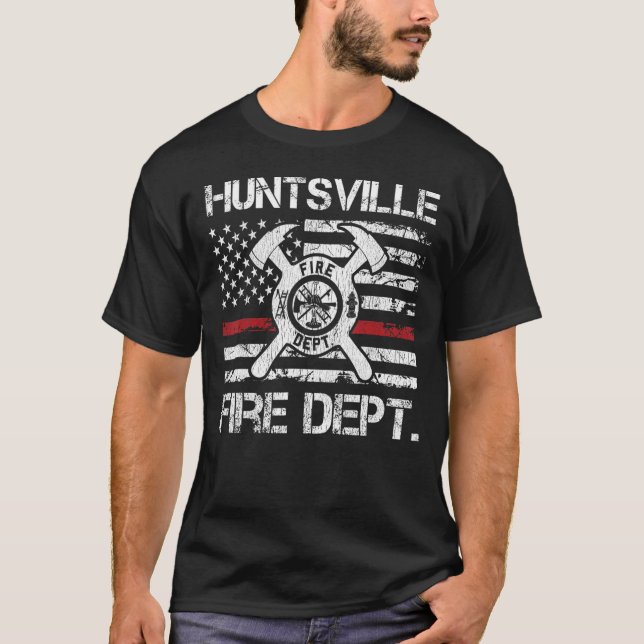 Huntsville Alabama Fire Department Thin Red Line F T-Shirt (Front)