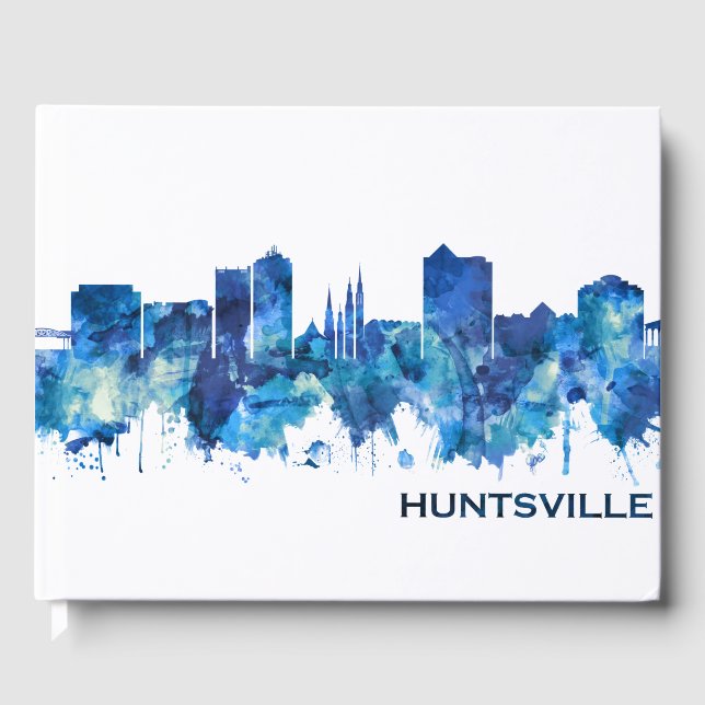 Huntsville Alabama Skyline Blue Guest Book (Front)