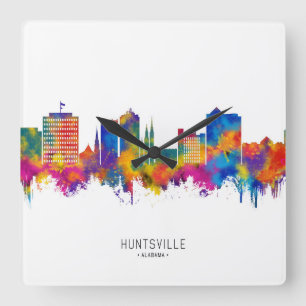Huntsville Alabama Skyline Square Wall Clock