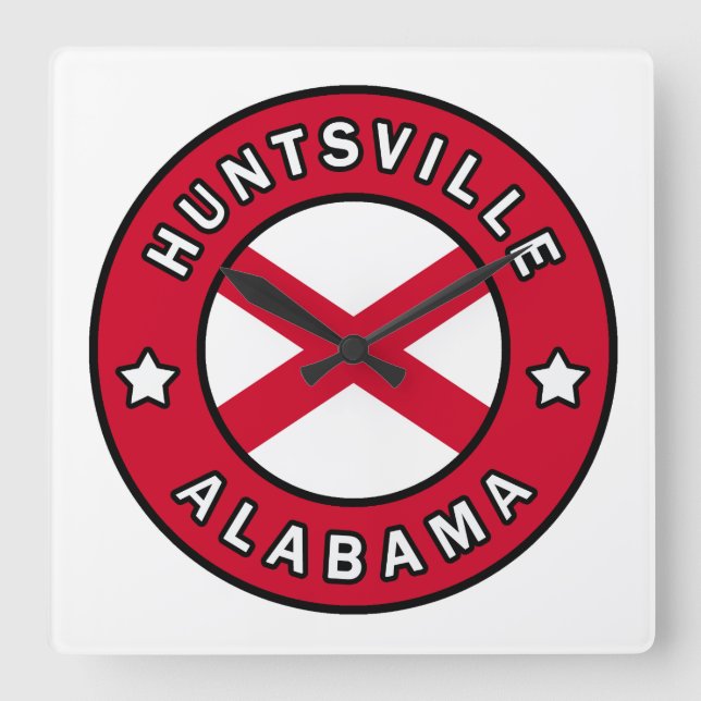 Huntsville Alabama Square Wall Clock (Front)