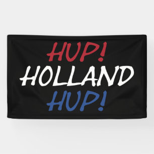 Hup Holland Hup overlaid on NLD Flag on bk bnrcnt Banner