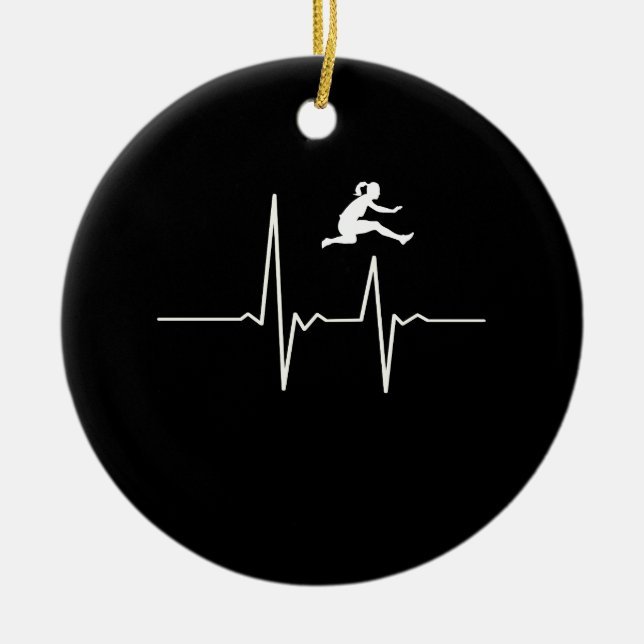 Hurdler Heartbeat Ceramic Ornament (Front)