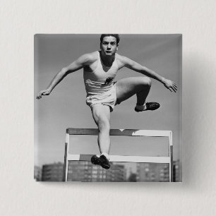 Hurdling 2 Inch Square Button