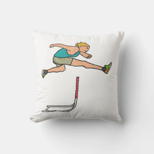 Hurdling Hurdles Throw Pillow