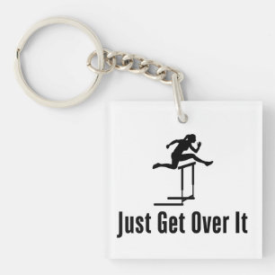 Hurdling Just Get Over It Female Hurdler Girl Mom Keychain