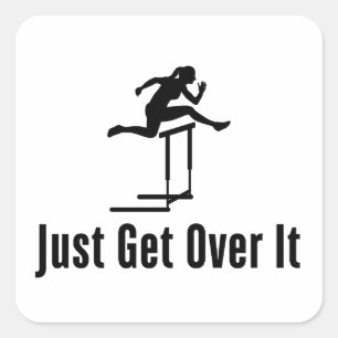 Hurdling Just Get Over It Female Hurdler Girl Mom Square Sticker