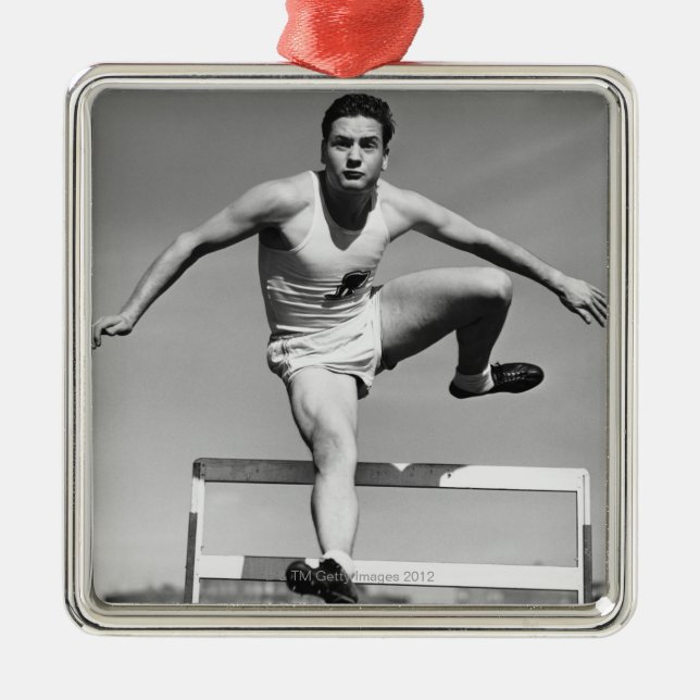 Hurdling Metal Ornament (Front)