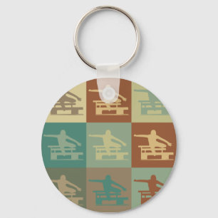 Hurdling Pop Art Keychain
