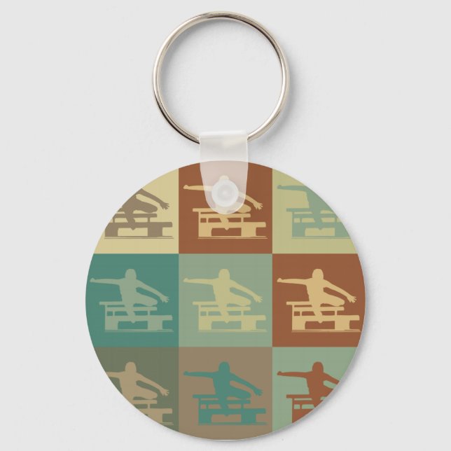 Hurdling Pop Art Keychain (Front)