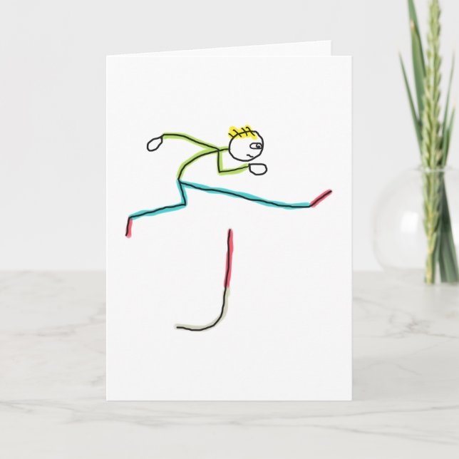 Hurdling Stickman Card (Front)
