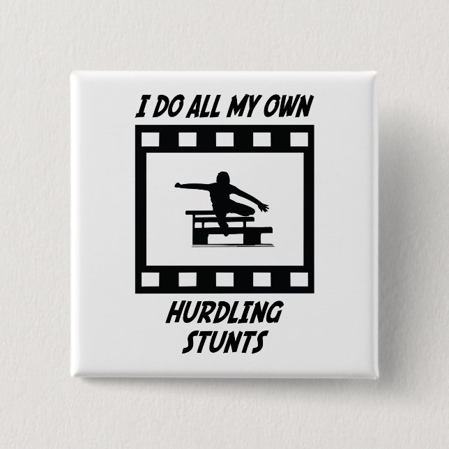 Hurdling Stunts 2 Inch Square Button (Front)